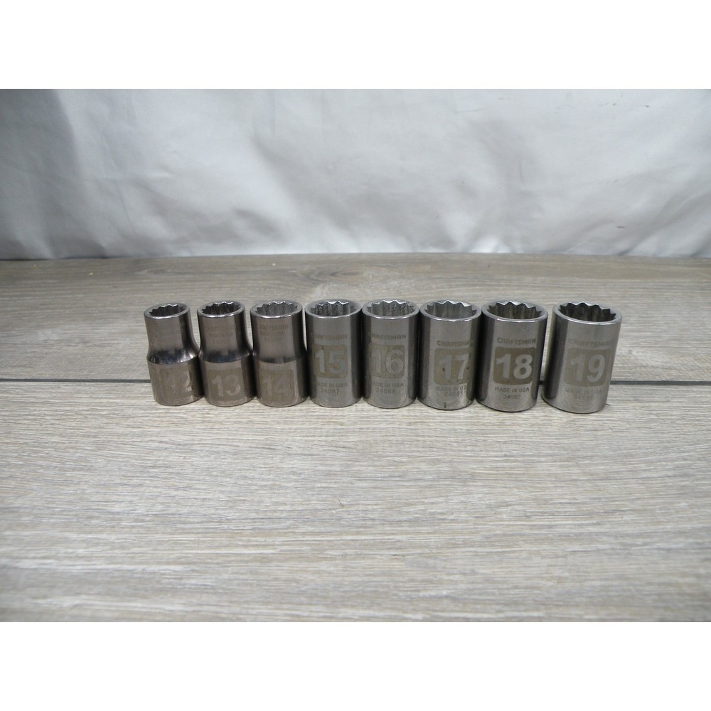Craftsman 12-19mm 3/8" Drive 6-Point Metric Standard Sockets Set 8 PC Made in
